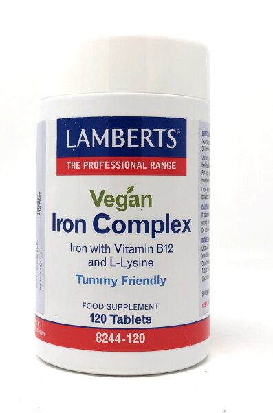 Lamberts Healthcare Ltd. Vegan Iron [Eisen] Complex (Iron with B12 and L-Lysin) 120 Tabletten (vegan)