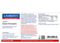 Lamberts Healthcare Ltd. Vegan Iron [Eisen] Complex (Iron with B12 and L-Lysin) 120 Tabletten (vegan)