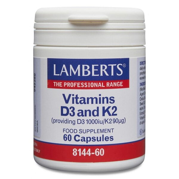 Lamberts Vitamin D3 and K2 (D3 1000iu & K2 90mcg) 60 veg. Kapseln