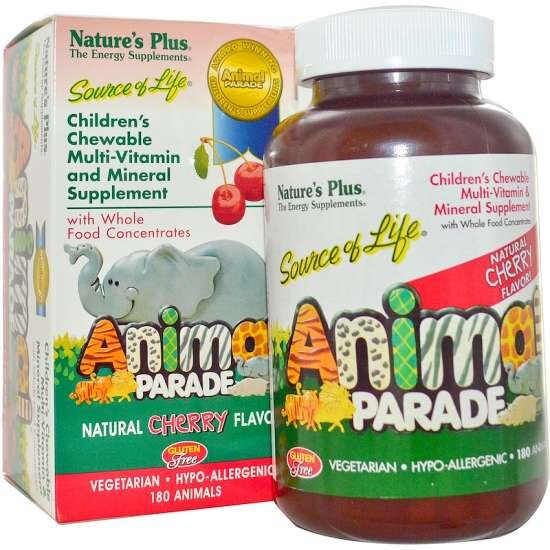 Natures Plus Source of Life Animal Parade Multivitamin Kirsch-Geschmack 180 Kautabletten (324,1g)