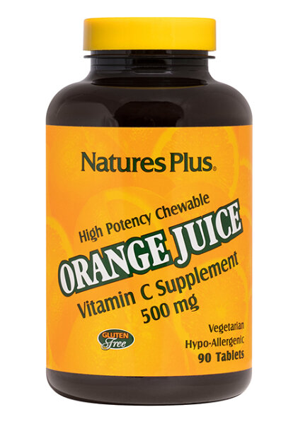 Natures Plus Chewable Orange Juice Vitamin C 500mg 90 Lutschtabletten