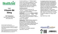 HealthAid Vitamin B6 (Pyridoxine HCl) 50mg 100 Tabletten...