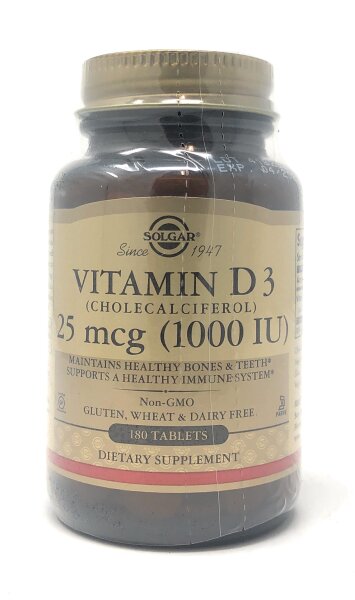 Solgar Vitamin D 25mcg (1000 IU) 180 Tabletten