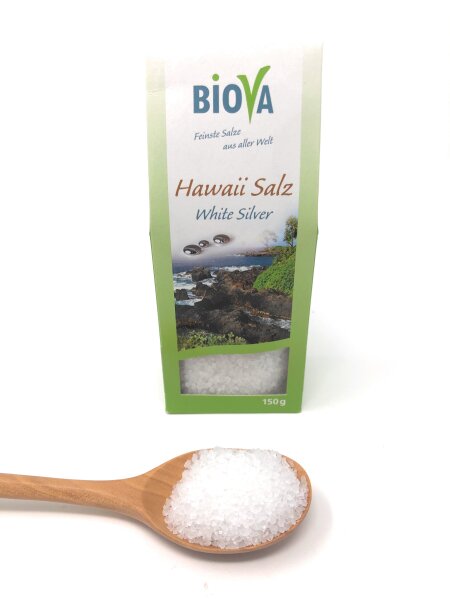 Biova Gourmetsalz Hawaii Salz weiß "White Silver" 1-2mm 150g Faltschachtel
