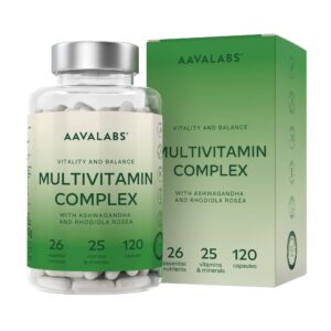 Aavalabs Vegan Multivitamin Komplex | 25 Vitamine & Mineralien | 120 Kapseln