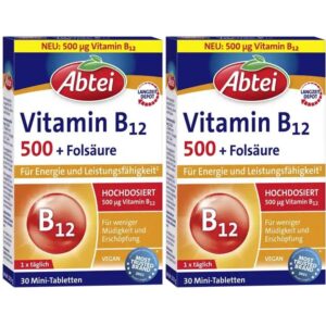 Abtei Vitamin B12 500 + Folsäure Mini-Tabletten