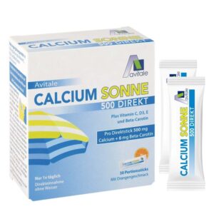 Avitale Calcium Sonne 500 Direkt-Direkt-Sticks ohne Wasser mit Orangengeschmack