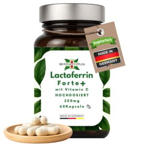 Lactoferrin Forte 200mg  + 80mg Vitamin C | >97% Reinheit | MyVitalityPlus | 60 Kapseln