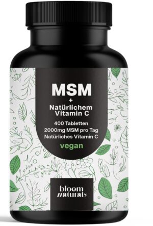 MSM Hochdosiert - 400 Tabletten - 2000 mg - 7 Monate Vorrat - Bloom Naturals