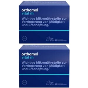 Orthomol Vital m für Männer - bei Müdigkeit - mit B-Vitaminen und Omega-3 - Granulat/Tabletten/Kapseln - Grapefruit-Geschmack