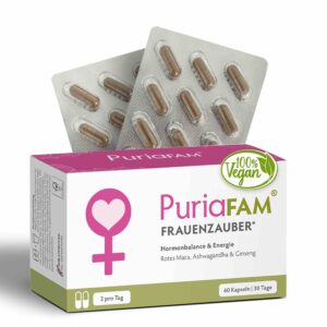 PuriaFAM Frauenzauber | Energie & Hormon Balance | Rotes Maca & Ashwagandha | vegan