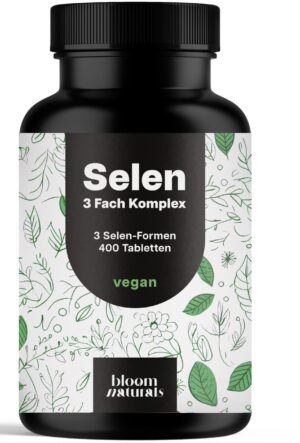 Selen Hochdosiert - 400 Tabletten - Langzeitvorrat - Bloom Naturals