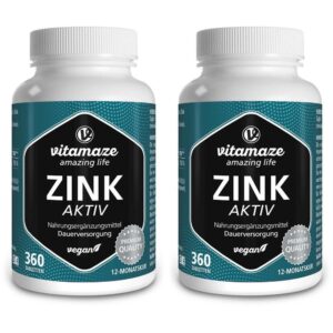 ZINK AKTIV 25 mg hochdosiert vegan Tabletten